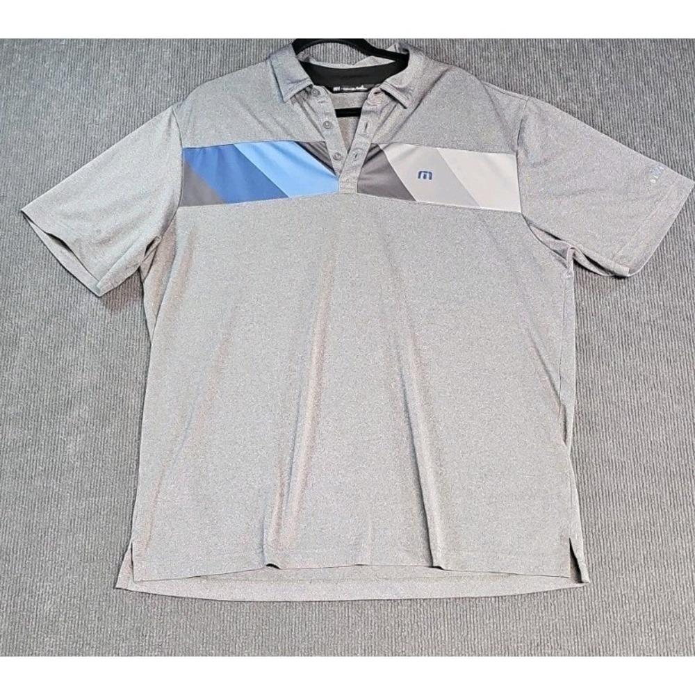 Travis Mathew Polo Shirt Mens XL Black Gray Golf Tribute Athletic Performance T